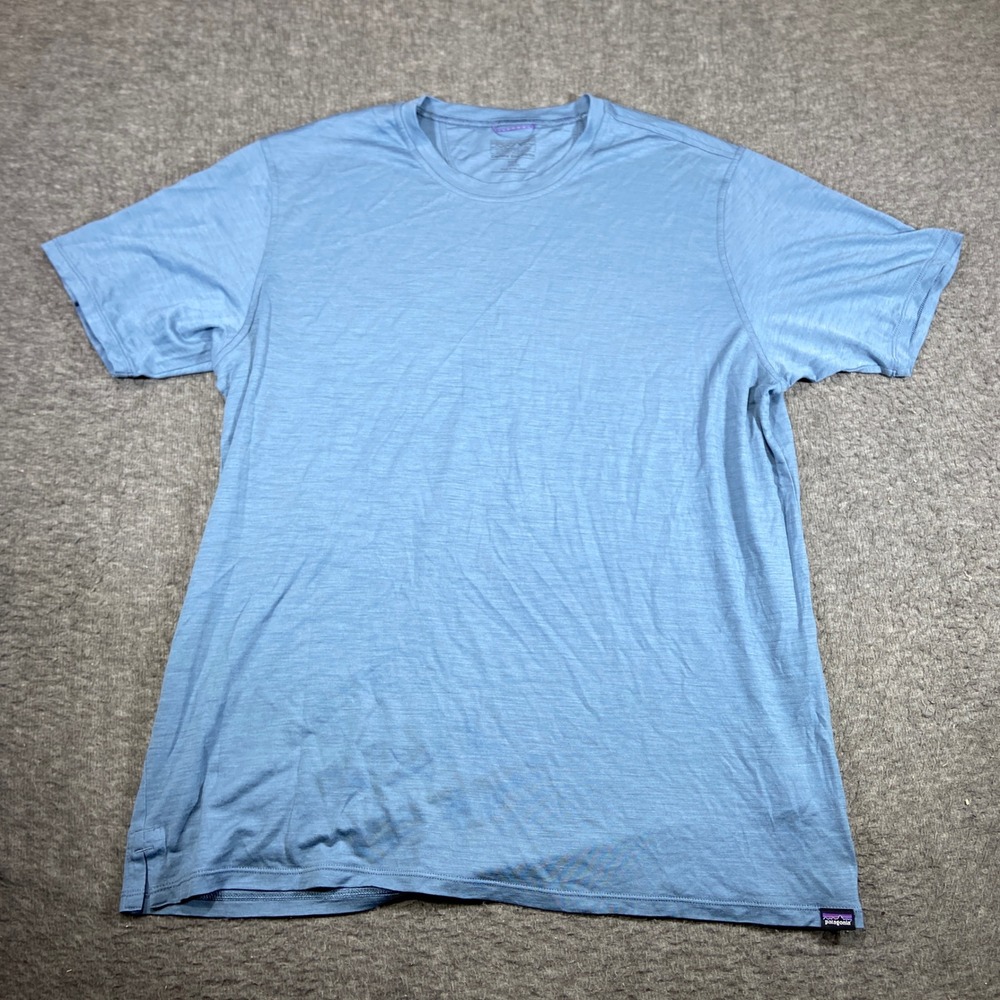 Patagonia Capilene Cool Merino Wool Shirt Mens XL Blue Short Sleeve 44575